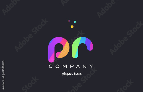 pr p r  colored rainbow creative colors alphabet letter logo icon