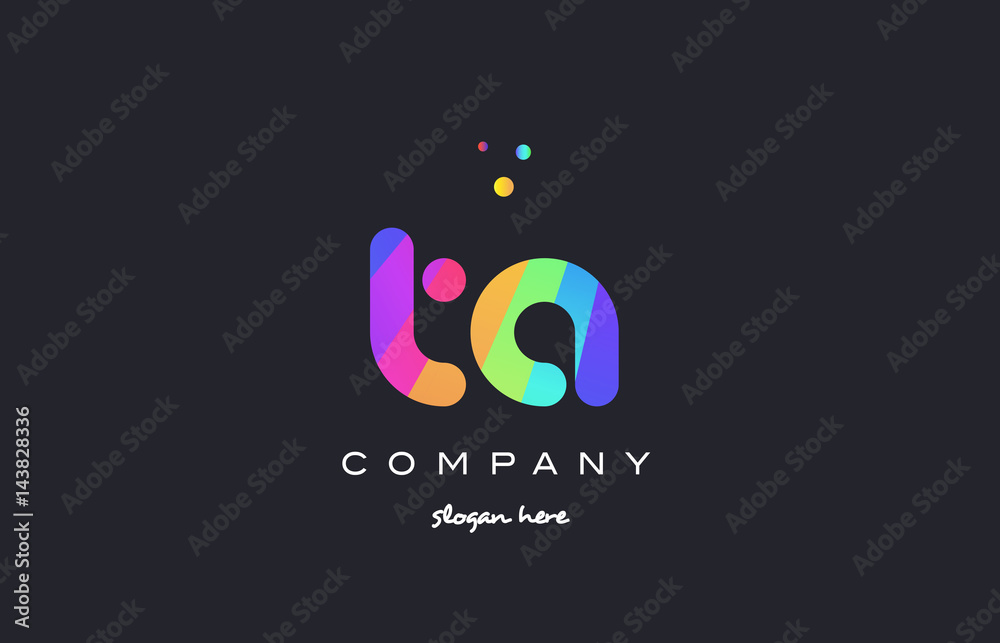 ta t a  colored rainbow creative colors alphabet letter logo icon