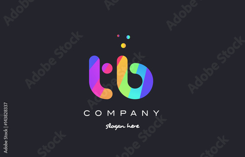 tb t b  colored rainbow creative colors alphabet letter logo icon