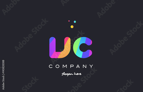 vc v c  colored rainbow creative colors alphabet letter logo icon
