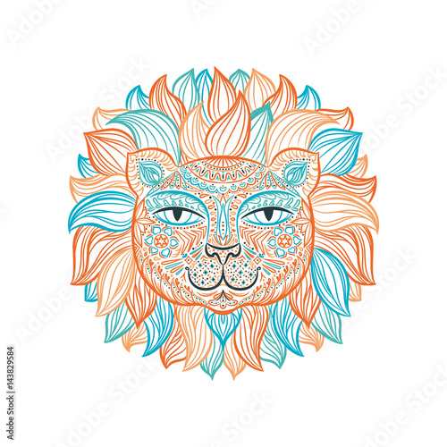 Vector illustration. Lion.
Color image of a lion head on a white background. Can be used for logo, tattoo, horoscopes, T-shirt graphic, etc. vector