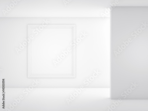 white frame on a light background. Mockup 3d render