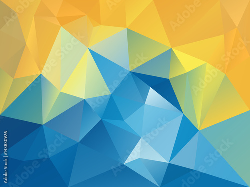 vector abstract irregular polygon background with a triangle pattern in sunny holiday blue yellow color