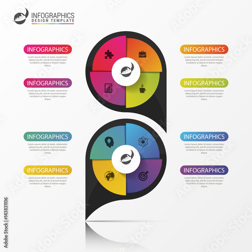 Business concept with 8 options. Infographic design. Vector