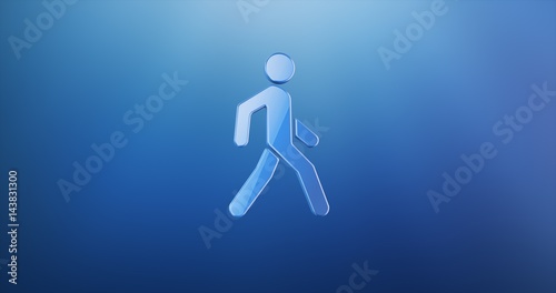 Walking Man on Crosswalk Blue 3d Icon