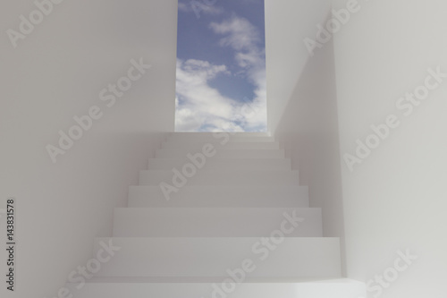 3d rendering of stairs against blue sky