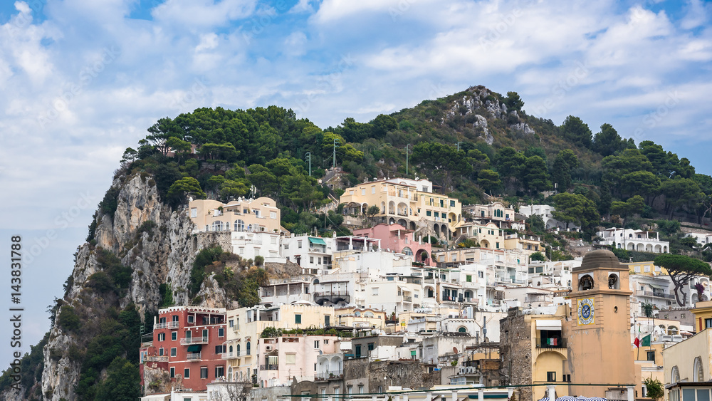 Panoramic view of buildings on Capri Island