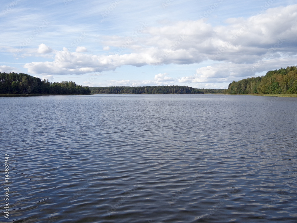 View of the lake in the sunny day