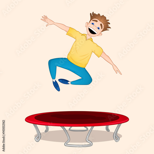 Young boy Jumping on trampoline