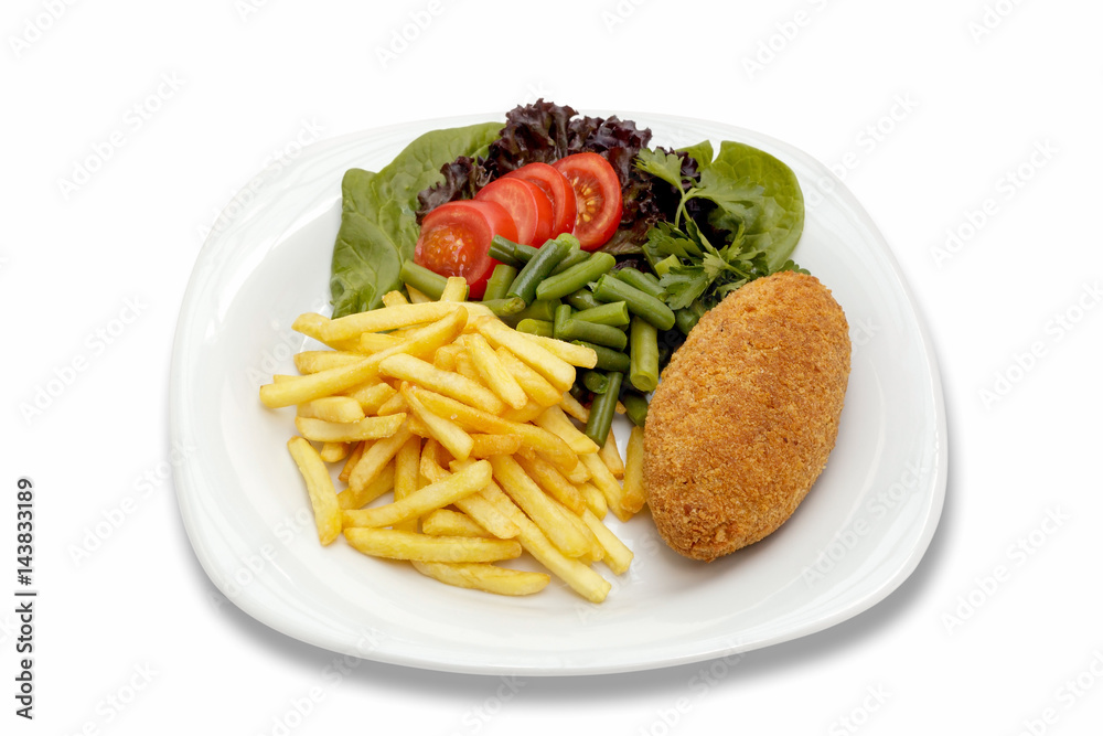 chicken cutlet with vegetables and garnish chicken cutlet with vegetables and garnish