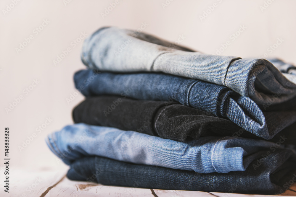 Variety of man jeans.