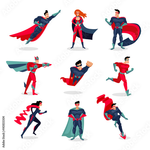 Superheroes Characters Set Fototapet