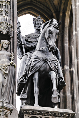 Sculpture Details of Emperor Franz Statue located at Prague river bank photo