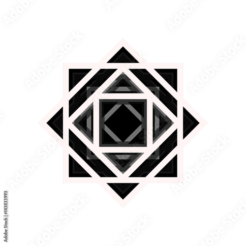 Vector drawn geometry illustration with black and white figures.
