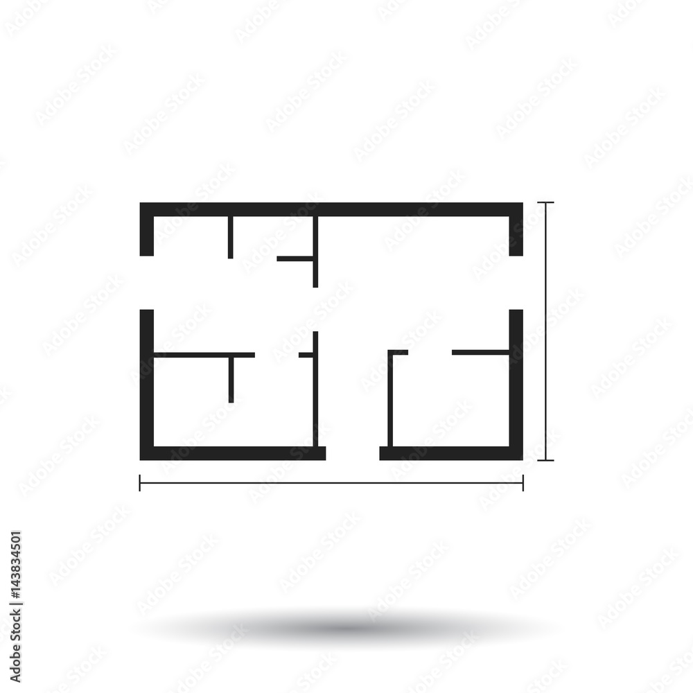 House plan simple flat icon. Vector illustration on white background. House plan simple flat icon. Vector illustration on white background.
