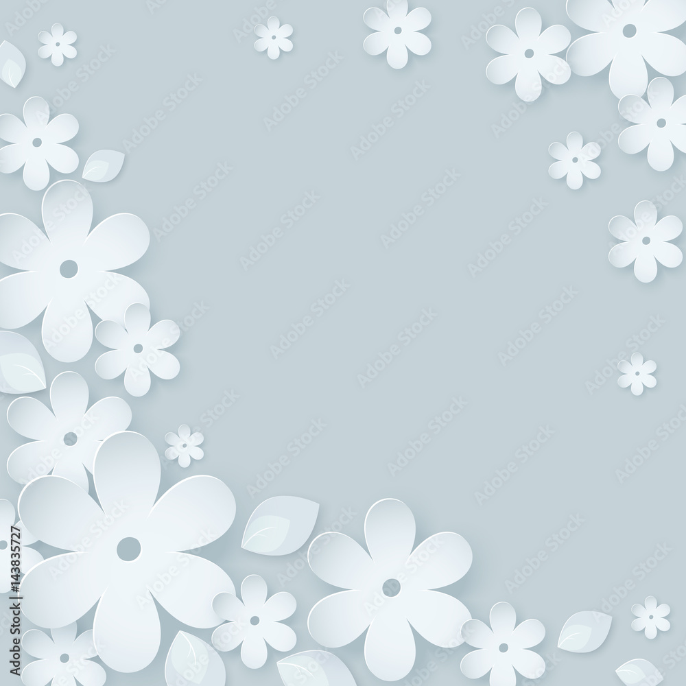 Paper flower background. Vector illustration on light gray blue Paper flower background. Vector illustration on light gray blue