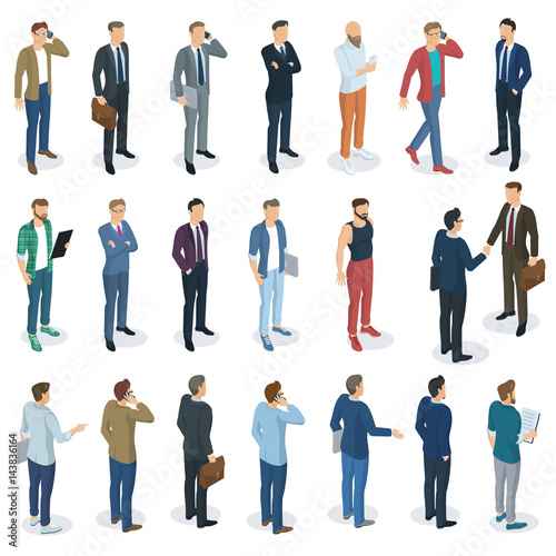 Set of isometric  vector standing  men