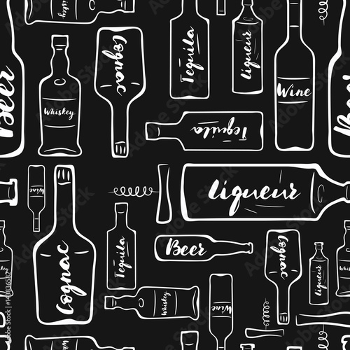 Bar Bottle Seamless Pattern