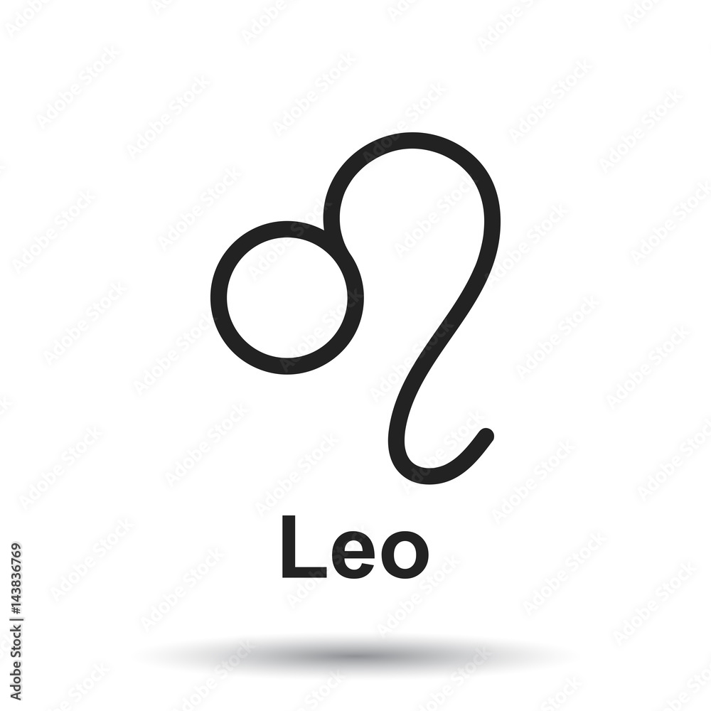 Leo zodiac sign. Flat astrology vector illustration on white background