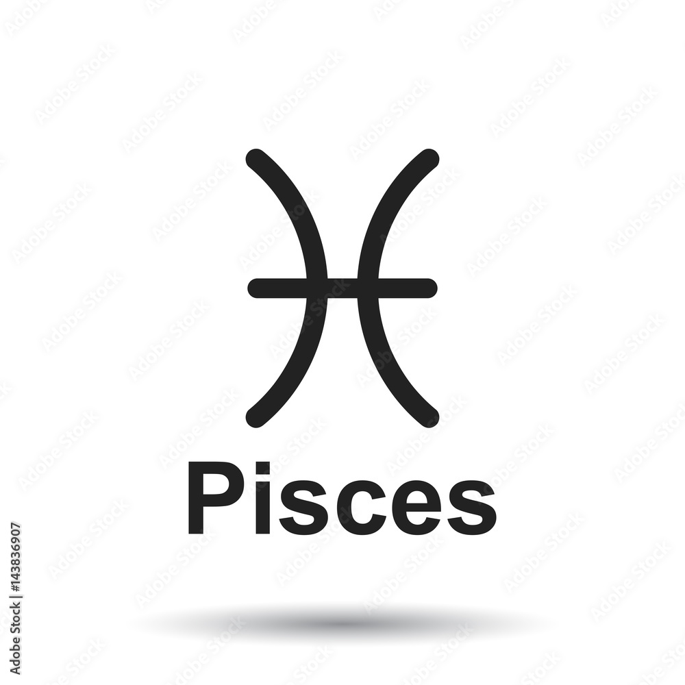 Obraz premium Pisces zodiac sign. Flat astrology vector illustration on white background.