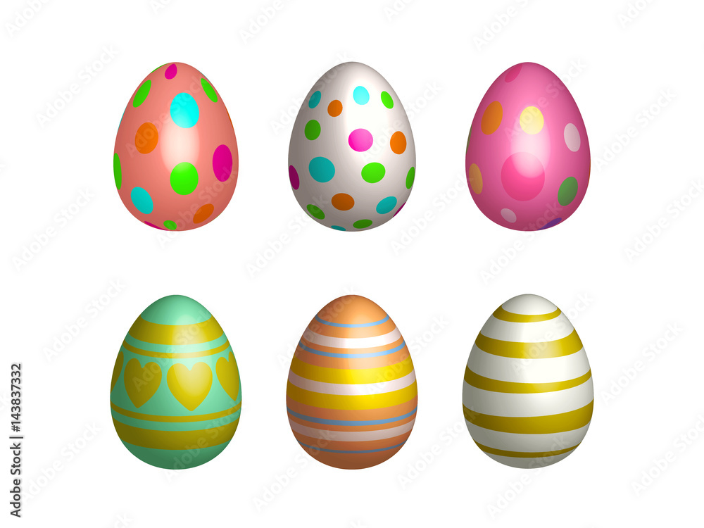 Easter eggs. Set of color Easter eggs on white background