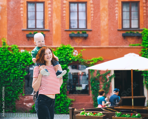 Family of Tourists in Cesky Krumlov, Czech Republic, Europe photo