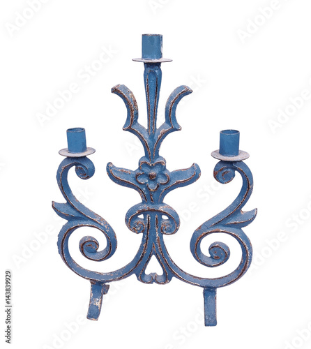blue wooden candlestick
