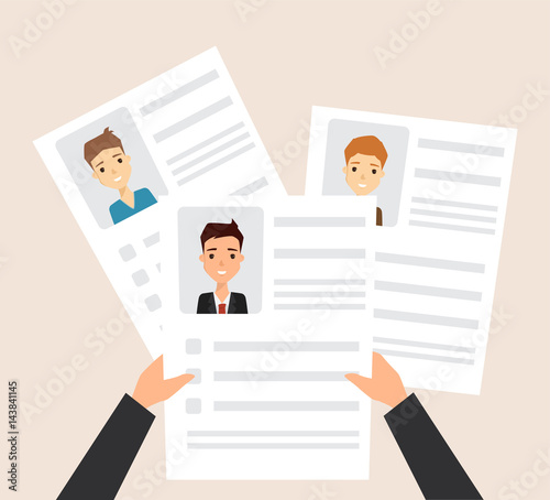 Business resume occupation. Job interview concept vector flat design.