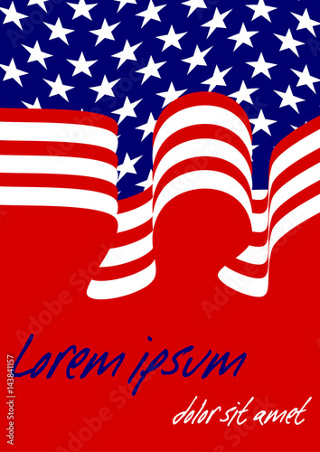 American flag inspired background in American national colors, area for own message