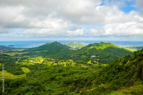 Oahu island as seen from Pali lookout