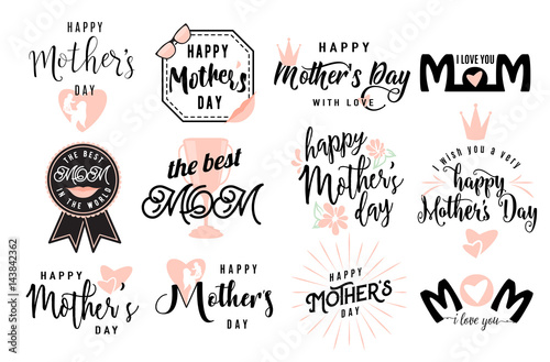 Vector illustration of logo set emblem for mother day greeting