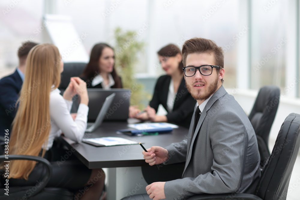 Business and office concept - successful business team working Business and office concept - successful business team working