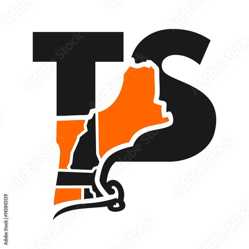 letter T and S logo vector. new england map for logotype.