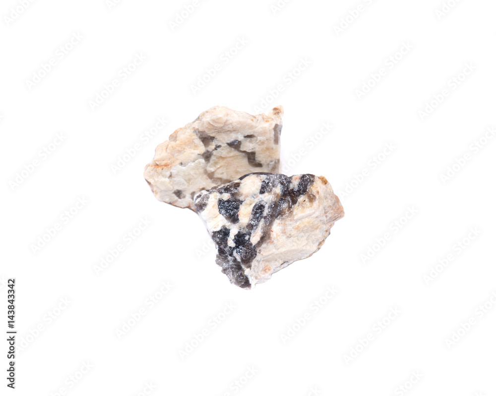 Graphic granite chunk from Madagascar isolated on white background Graphic granite chunk from Madagascar isolated on white background