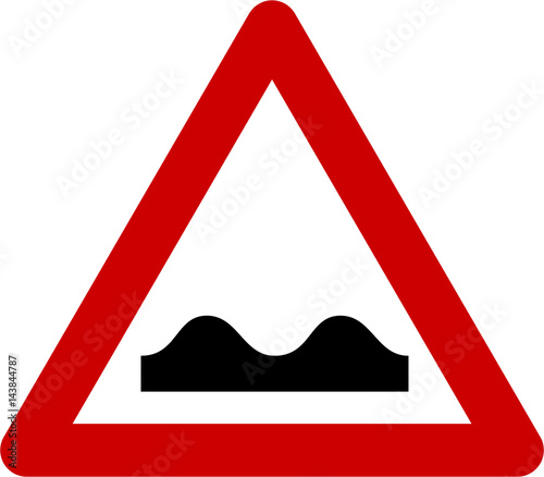 Warning sign with road bumps