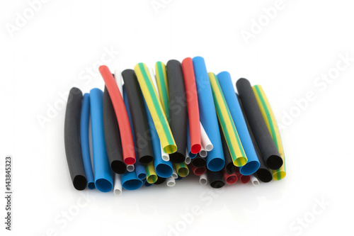 Heat-shrink tubing on a white background