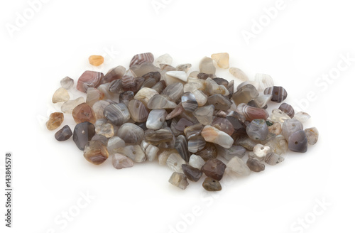 Natural stones of agate crumb for decoration on a white background. Isolated