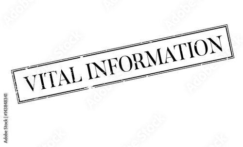 Vital Information rubber stamp. Grunge design with dust scratches. Effects can be easily removed for a clean, crisp look. Color is easily changed.