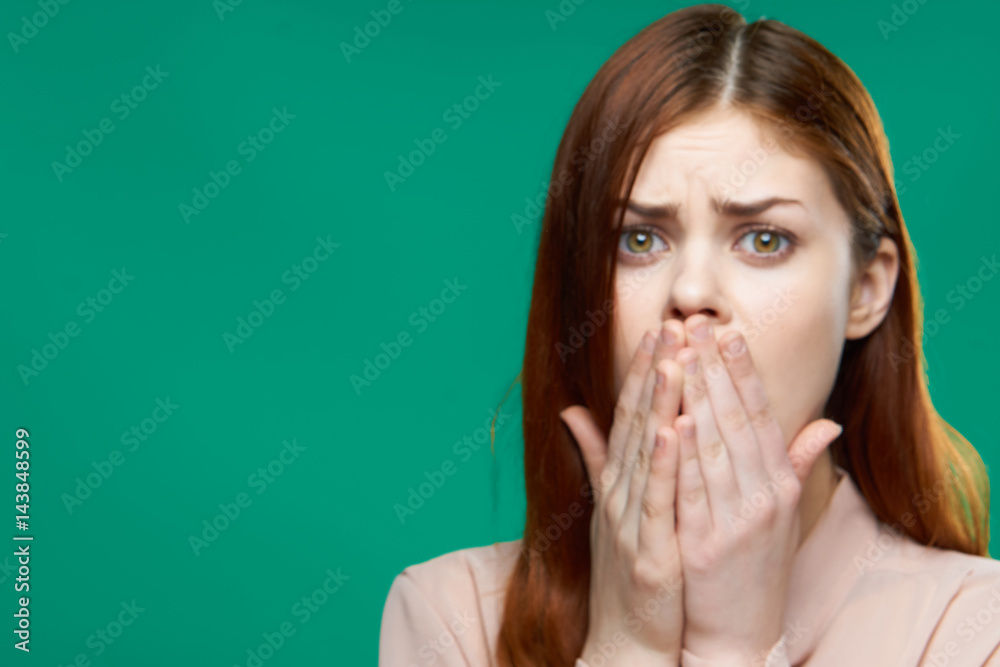 surprise emotion woman covering her mouth with her hands surprise emotion woman covering her mouth with her hands