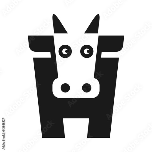 cow logo vector. letter H logo.