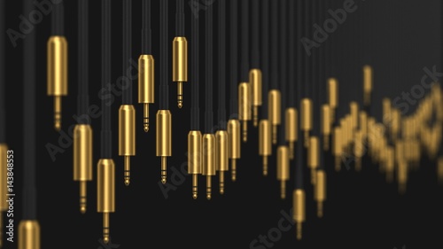 Gold 3.5mm Connectors in Varying Lengths with Depth of Field