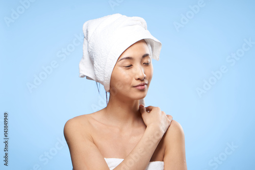 clean skin spa treatment woman in towel