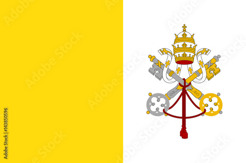 Flag of Vatican City State. Papal States - catholic country of Sounhern European. Holy See symbol. Vector icon illustration