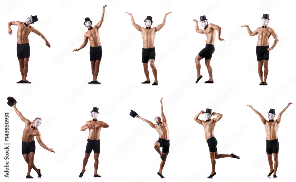 Fototapeta premium Naked muscular mime isolated on white