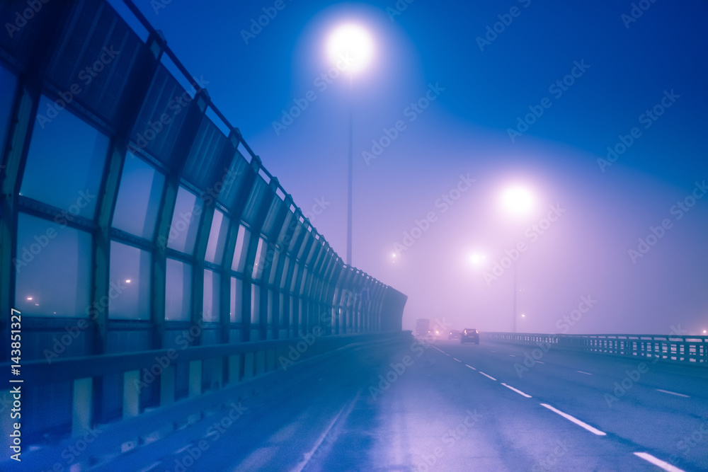 Highway in night lighting