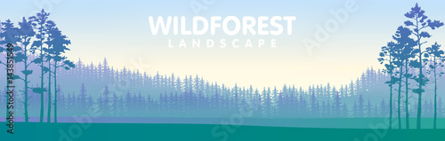 The blue wildforest landscape