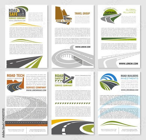 Road travel company vector posters set