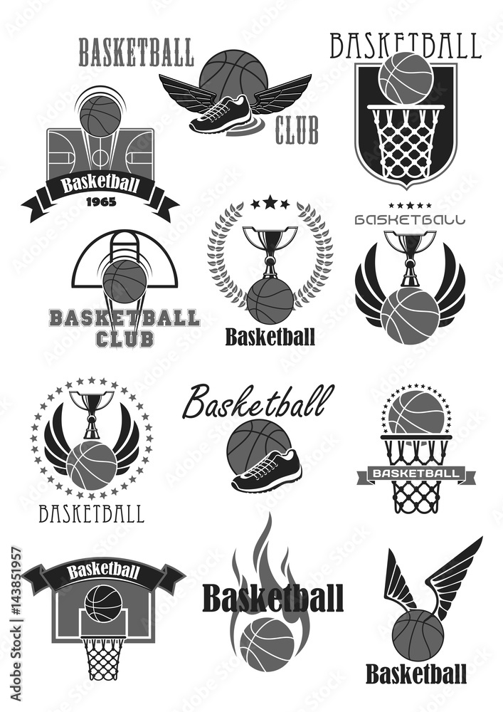Fototapeta premium Basketball club or championship award vector icons