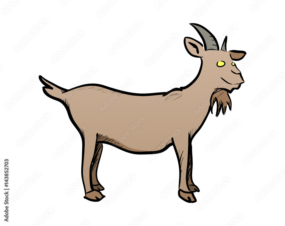 Crazy goat illustration. Vector design