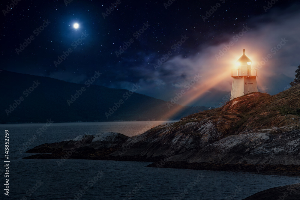 Lighthouse in Norway - obrazy, fototapety, plakaty 